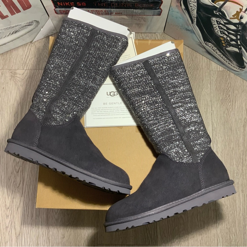 New UGG Australia Womens Camaya Boot Leather Tall Boot Charcoal Size 5 - Picture 2 of 16